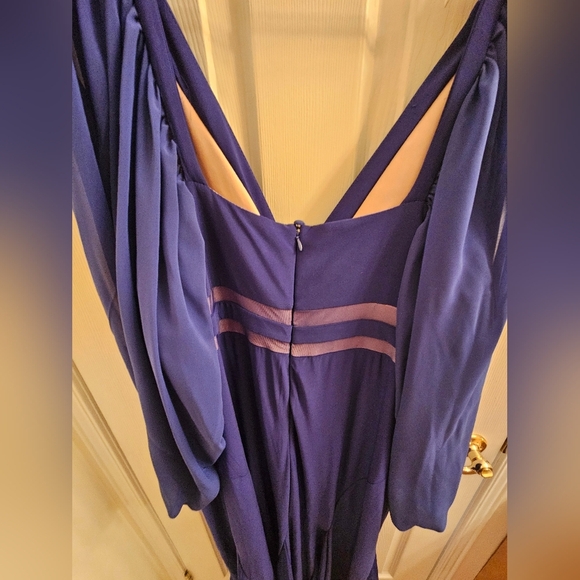 Royal Blue Plus Size S 20 Long Sleeves Long Prom Evening Dress Mother Bride - Picture 6 of 10